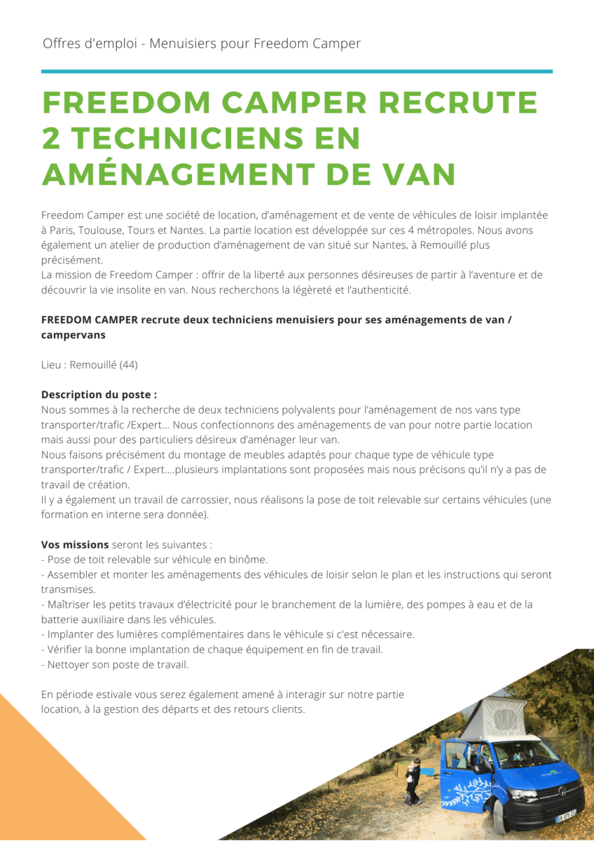 Emploi recrutement menuiserie