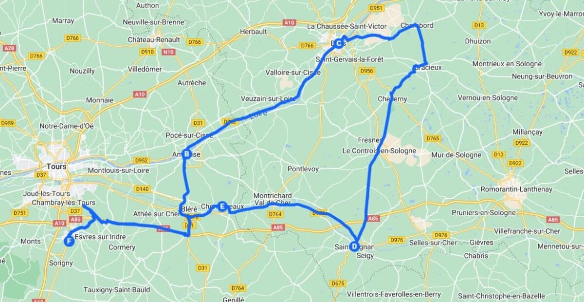 Roadtrip en van Les châteaux de la loire circuit complet