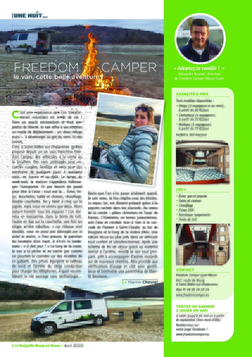 une nuit avec freedom camper macon lyon